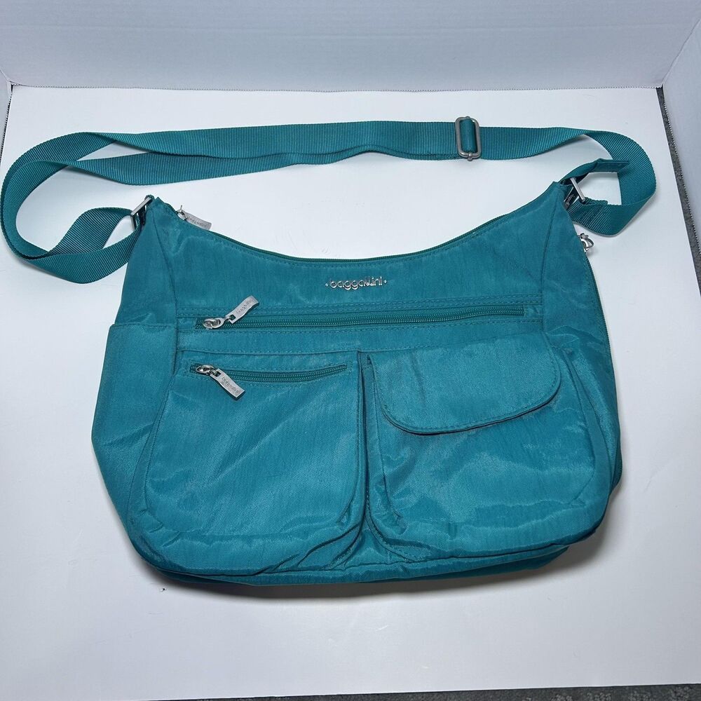 Baggallini Crossbody Bag Women's Medium Teal Green Nylon Travel Zip Pockets NWOT - Picture 5 of 7